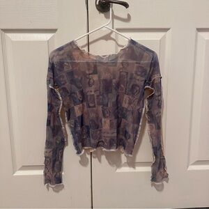 Long sleeve mesh top
